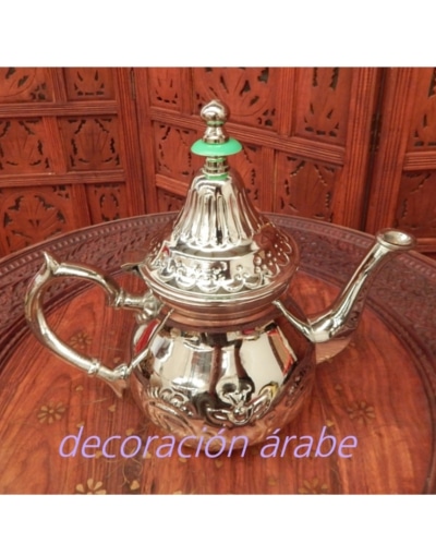  Lujosa tetera marroquí cromada con acabado de espejo