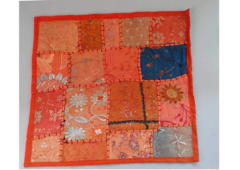 cojín naranja india patchwork