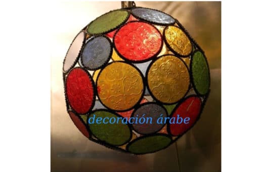 Lampara marroquí esfera de colores