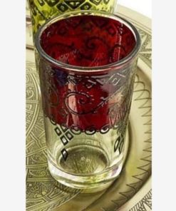 Kenta artesanias Juego de te marroquí Bandeja 25 cm + Tetera pequeña + 3  Vasos de Cristal