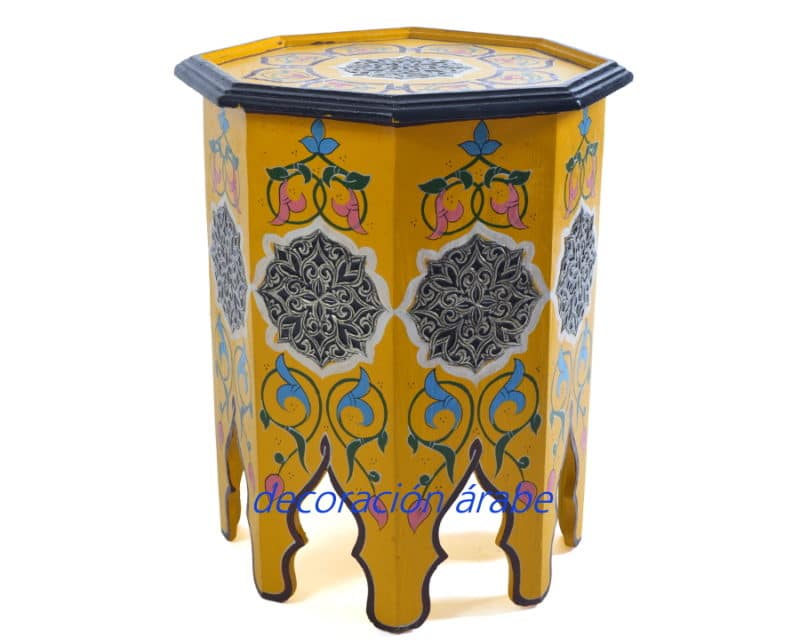 mesita madera pintada marroquí