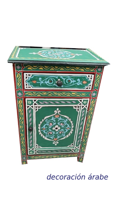 mesita madera pintada marroquí