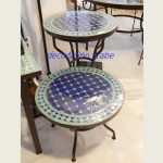 mesa árabe mosaico forja verde azul