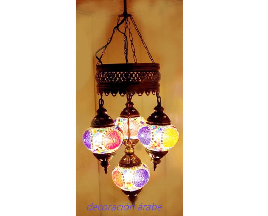 lámpara mosaico turca 4 bolas