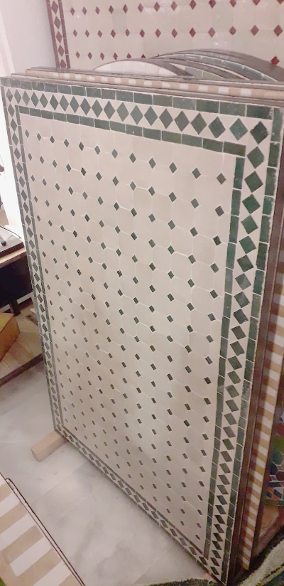 green rectangular Moroccan mosaic table