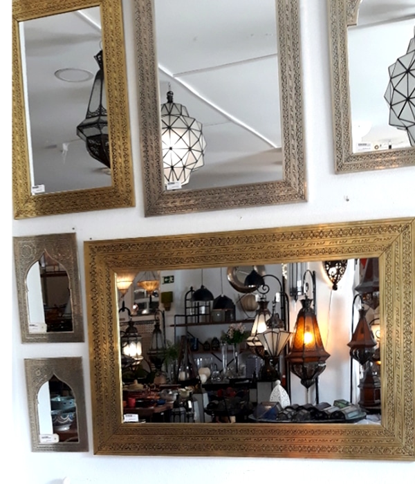 espejos marroquíes de latón dorado