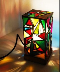 lámpara de mesa artesanal cristales de colores