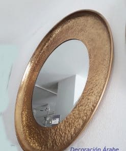 espejo redondo metálico dorado
