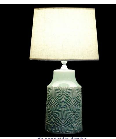 lámpara de mesa cerámica verde
