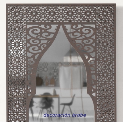 mirror wall lattice arabic wood