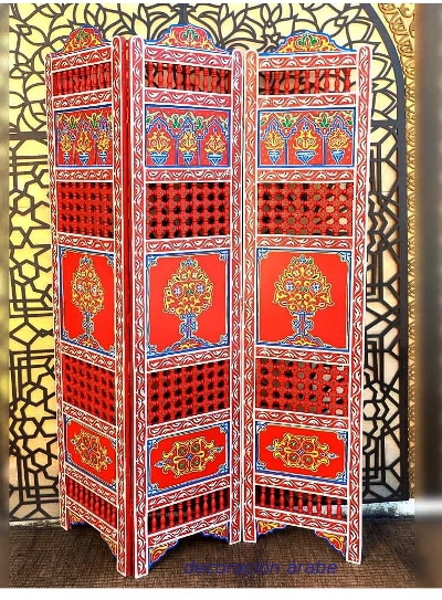 biombo de madera pintada marroquí