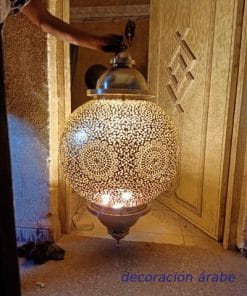 Gran lámpara marroquí colgante dorada cobre