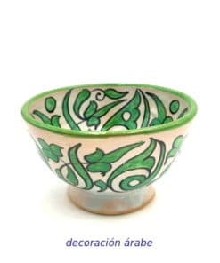 Moroccan ceramic bowl painted green color