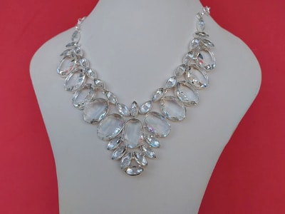 quartz faceted gem necklace