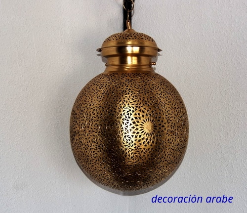 gran lámpara de techo árabe cobre calado dorada