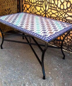 mesa de mosaico de cerámica multicolor rectangualar