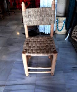 silla rústica madera y esparto
