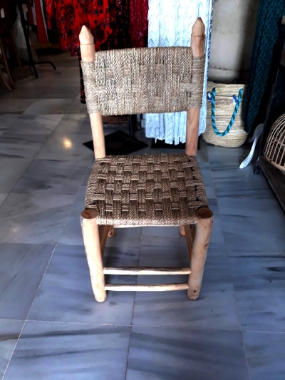 silla rústica madera y esparto