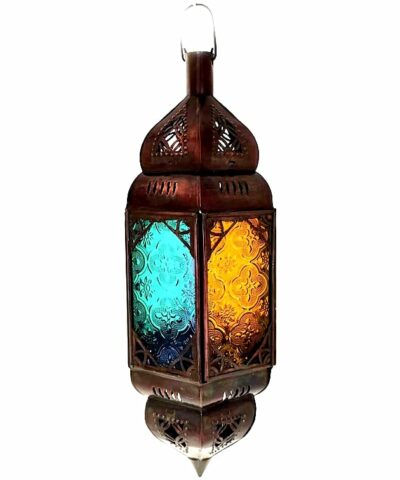 lampara marroquí de techo cristales de colores