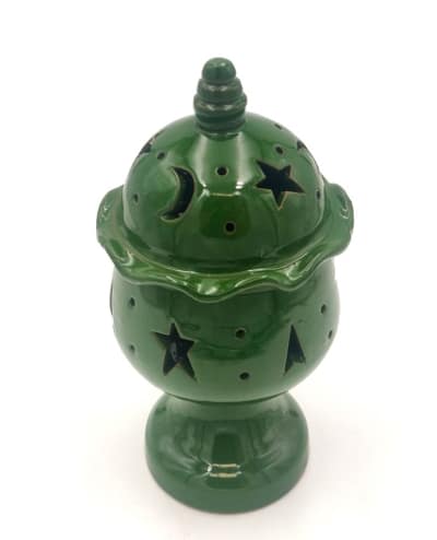 incensario de cerámica verde