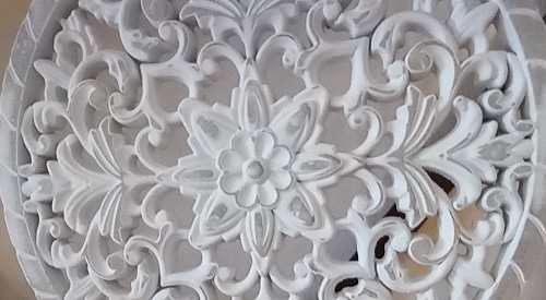 mandala India madera tallada blanco