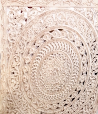 mandala de India floral de pared madera tallada