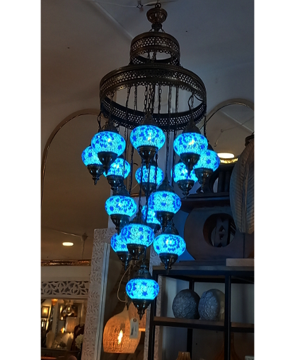 gran lampara colgante de Turquía azul