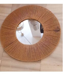 espejo de cuerda de yute redondo rústico