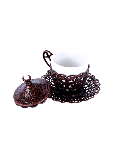 taza y platito turco en color bronce labada