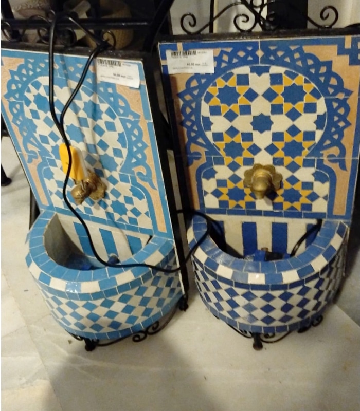 fuentes de agua mosaico marroquí azules