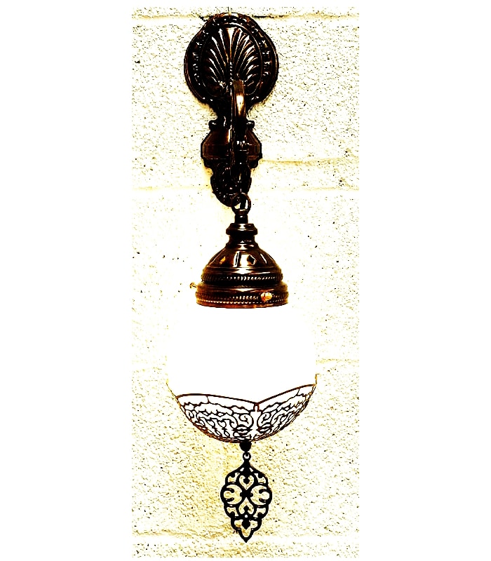 aplique pared turco colgante bronce crsistal opal y filigrana arabesca