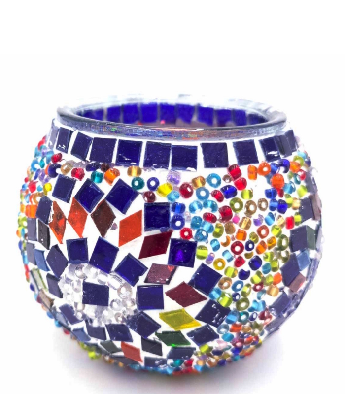 porta velas de turquía cristal mosaico coloress calidos