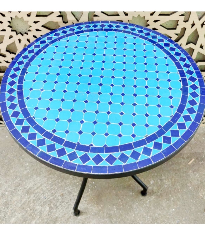 mesa mosaico marroqui tonos azules exteriormodelo model Calahorra