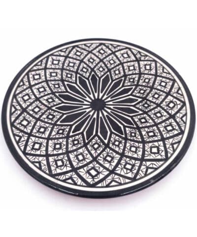 plato marroquí cerámica para mesa color negro dibujos geoemetricos