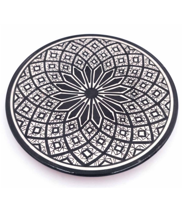 plato marroquí cerámica para mesa color negro dibujos geoemetricos