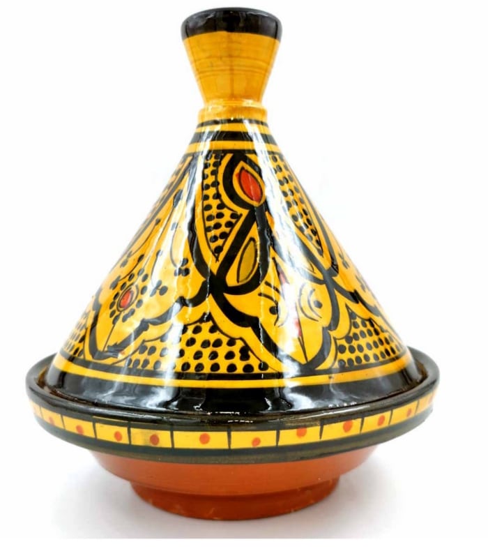 Tayin marroquí de cerámica marroqui en amarillo