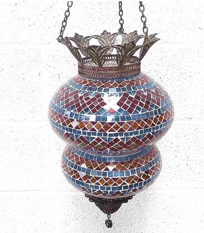 gran lámpara turc abronce y cristales d mosaico Izmir