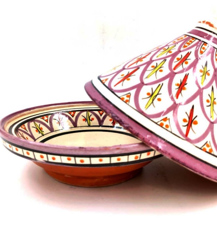 tajine marroquí cerámica esmaltada morado