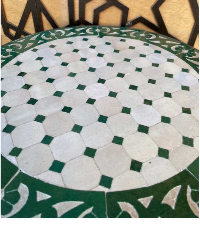 mesa marroqui verde beig de mosaico