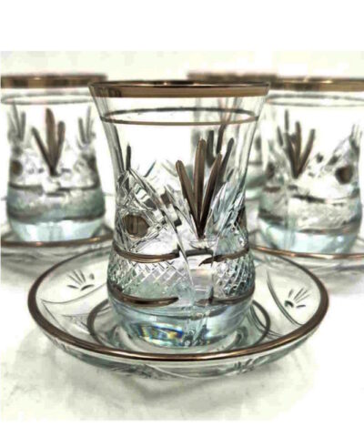 vasos turcos para el té plateados cristal labrado