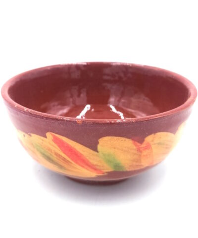 cuenco bol de cerámica marroqui marron y dibujo floral