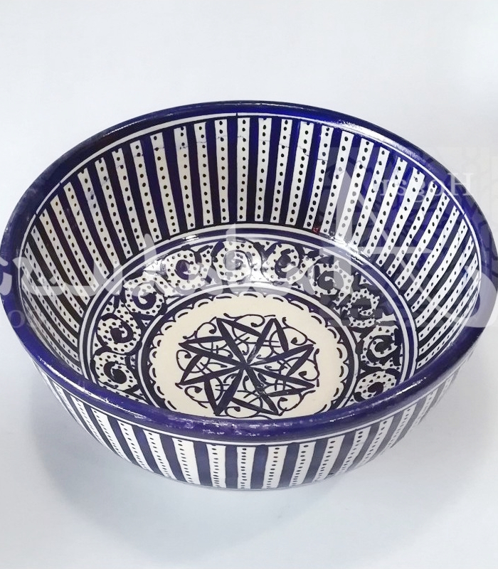 ensaladera de vajilla cerámica marroqui en azul