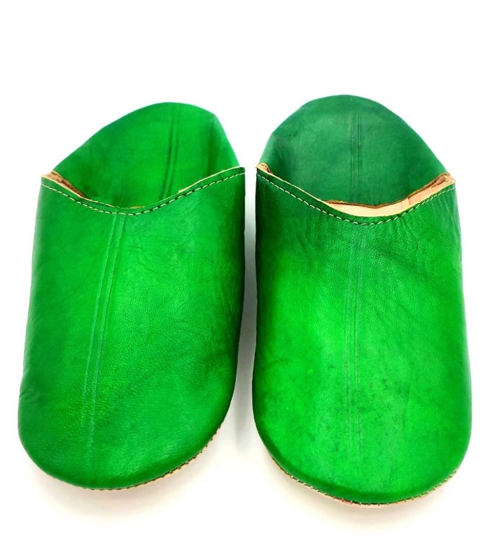 pantuflas babuchas de piel color verde