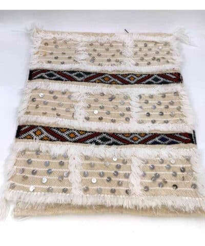 cojin tapiz marroqui artesanal estilo berber tonos blancos