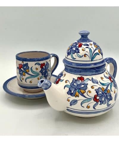 cerámica artesanal arabe andalusí juego tetera y taza