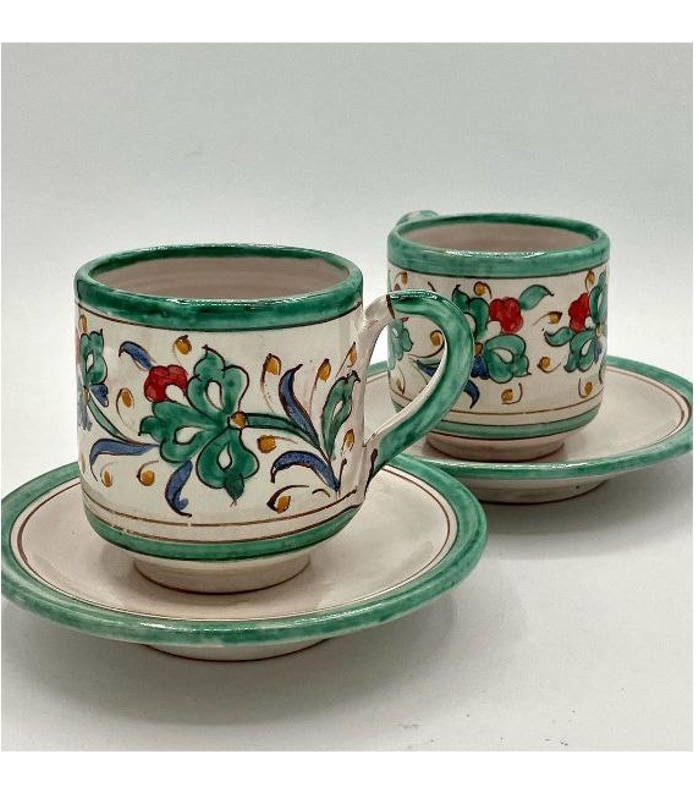 tazas de cerámica artesanal arabe andaluzas tonos verde