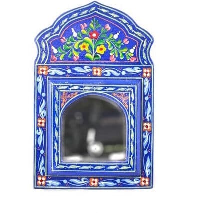 espejo marroqui madera pintada azul